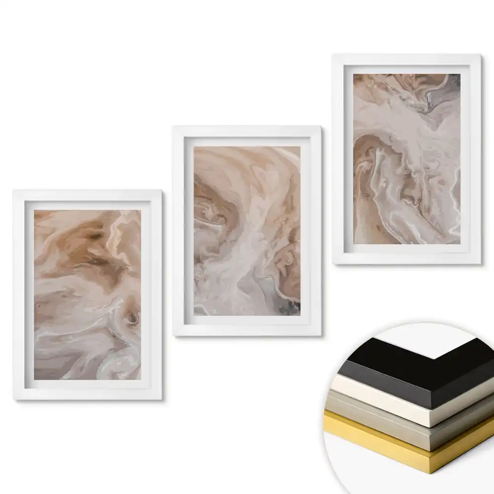 Set de 3 tablouri pentru dormitor cu modele abstracte în nuanțe de bej