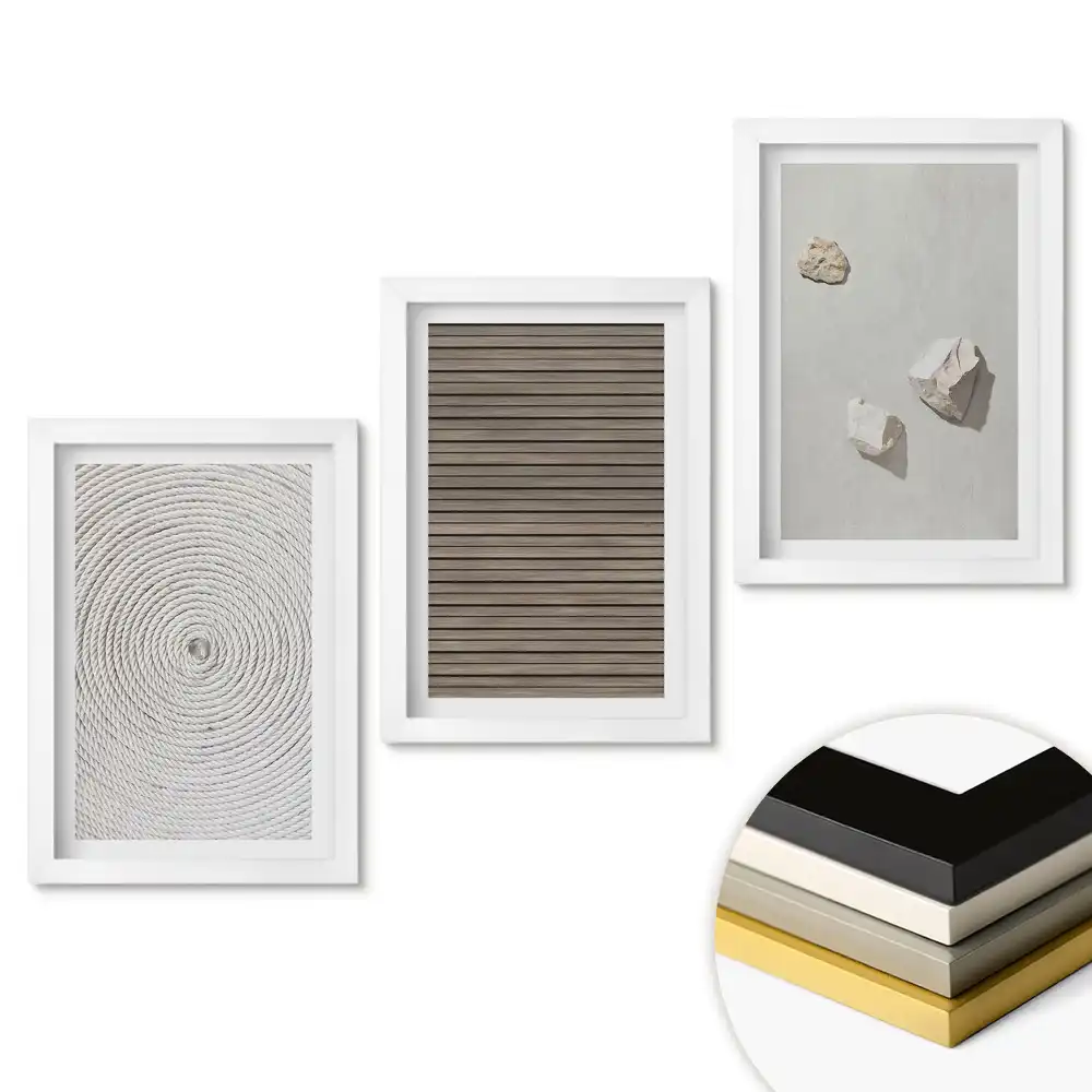 Set de 3 tablouri pentru dormitor cu texturi și forme în stil minimalist