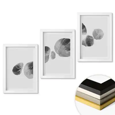 Set tablouri living Frunze abstracte în nuanțe de gri