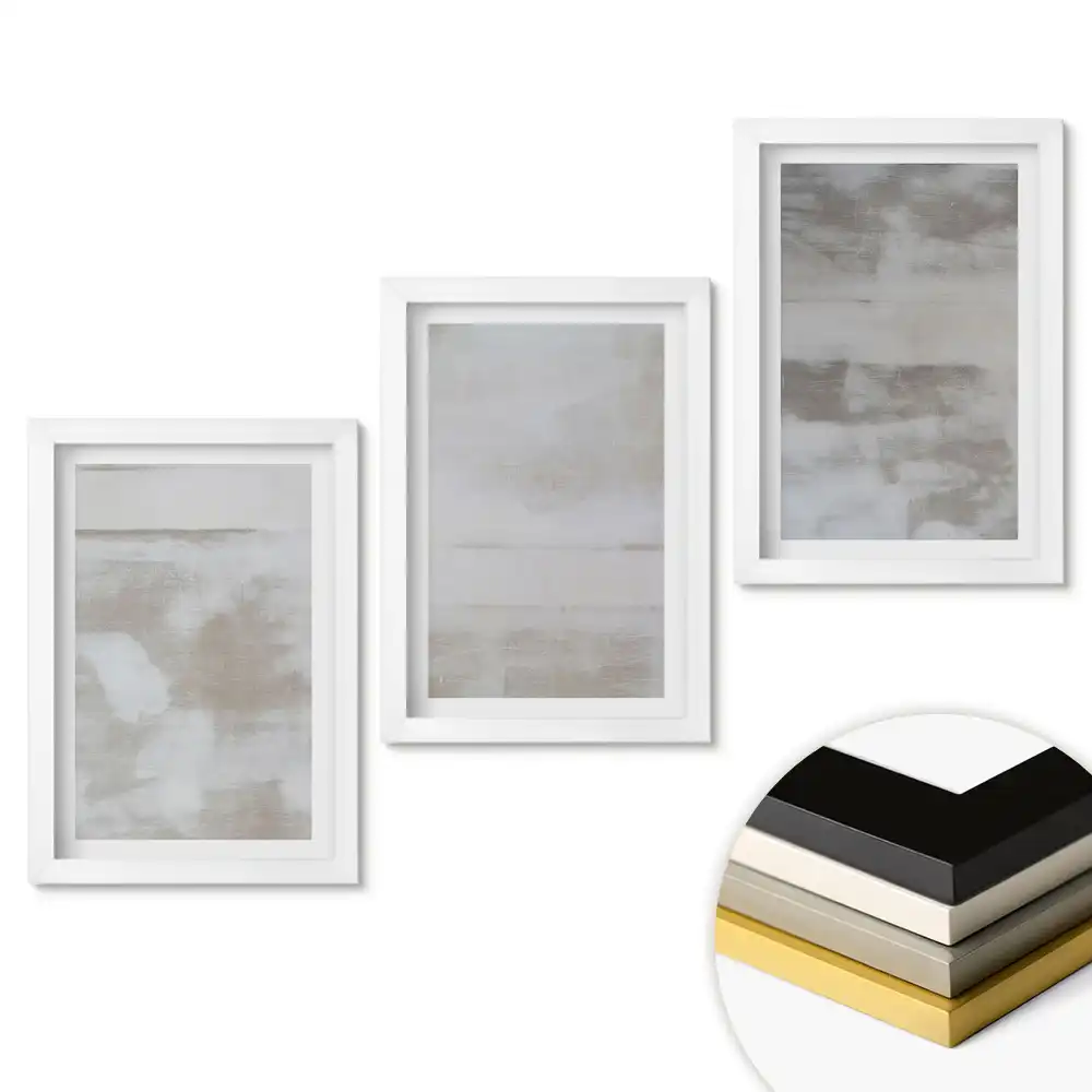 Set de tablouri pentru living cu compoziții abstracte în nuanțe de gri