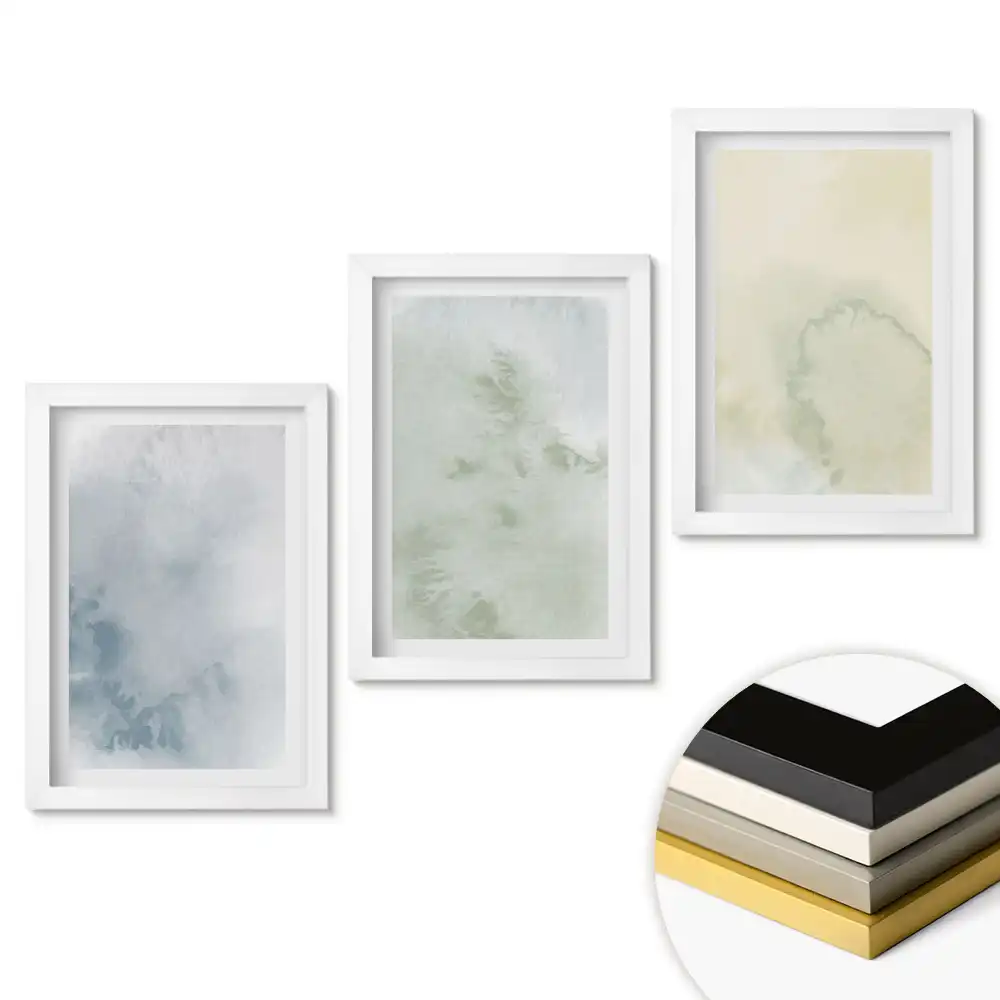 Set 3 tablouri pentru dormitor cu peisaje abstracte în nuanțe pastelate
