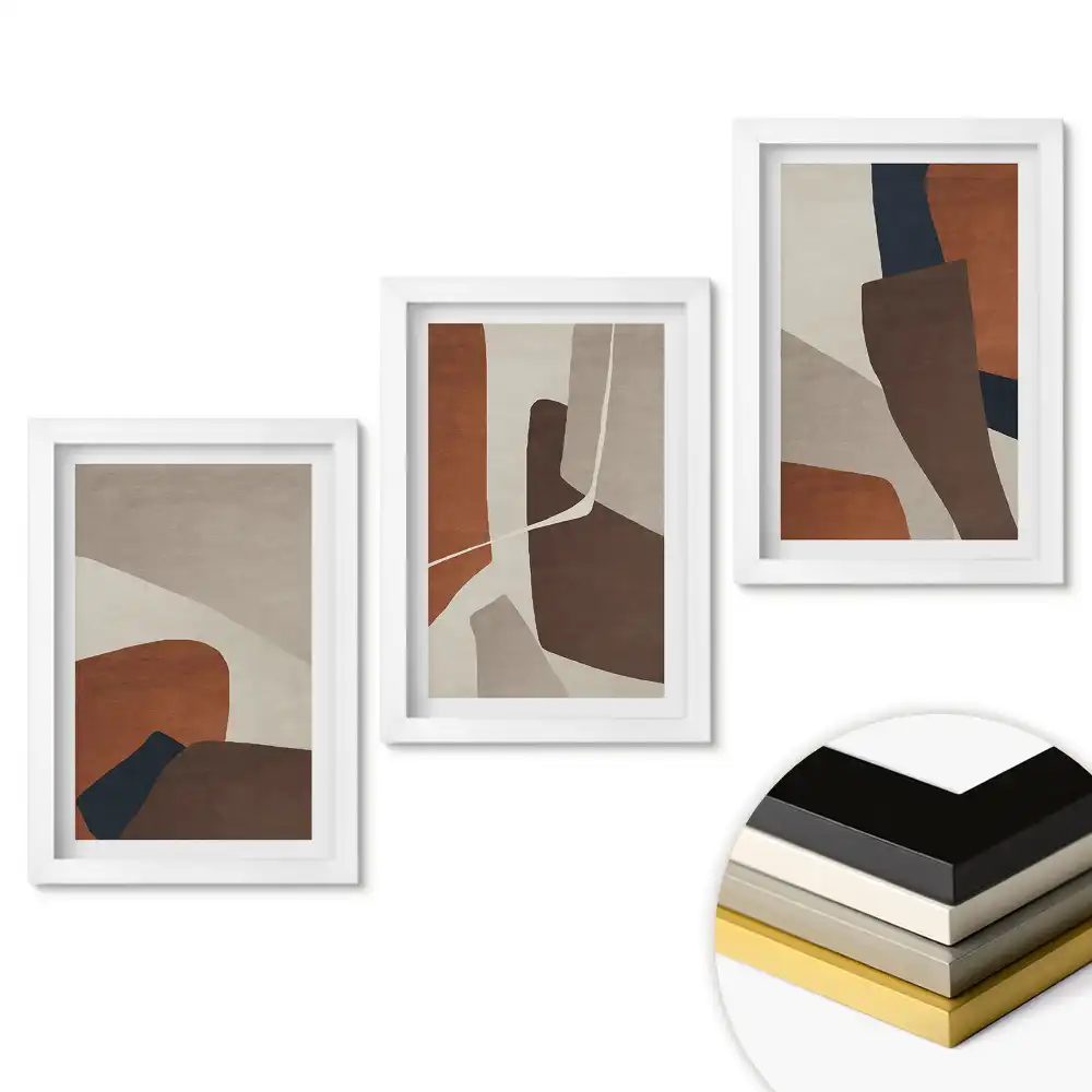Set tablouri living Compoziții abstracte în culori calde