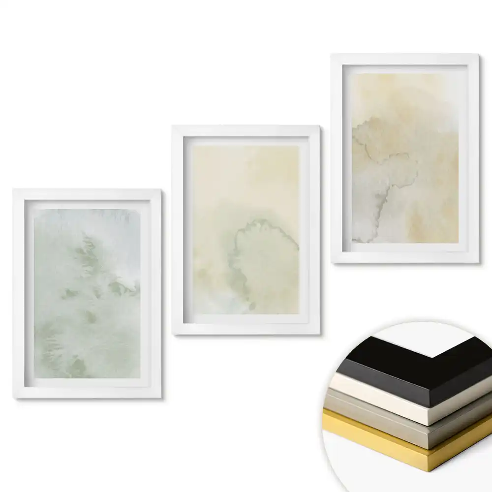 Set de 3 tablouri pentru dormitor cu acuarele abstracte în culori estompate