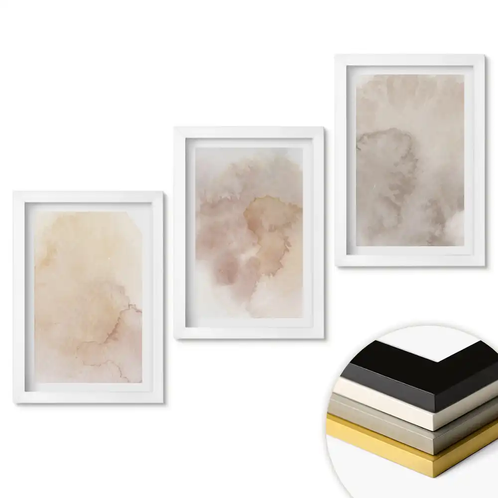 Set de tablouri pentru living cu nuanțe abstracte în tonuri delicate