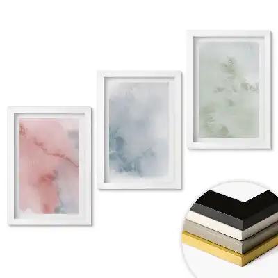 Set 3 tablouri dormitor Acuarele abstracte în culori delicate