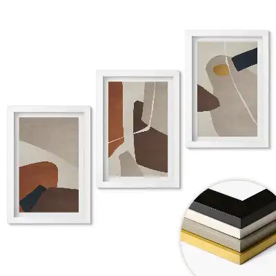 Set 3 tablouri dormitor Forme abstracte în culori discrete