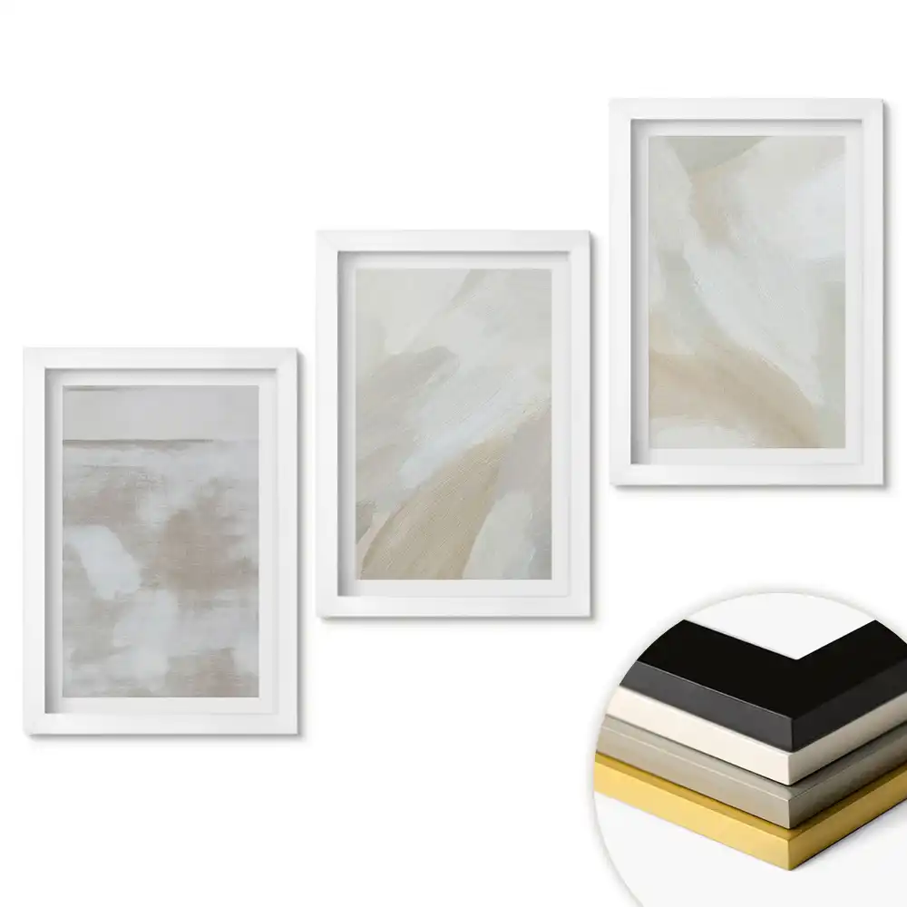 Set de tablouri pentru living cu compoziții abstracte în nuanțe delicate