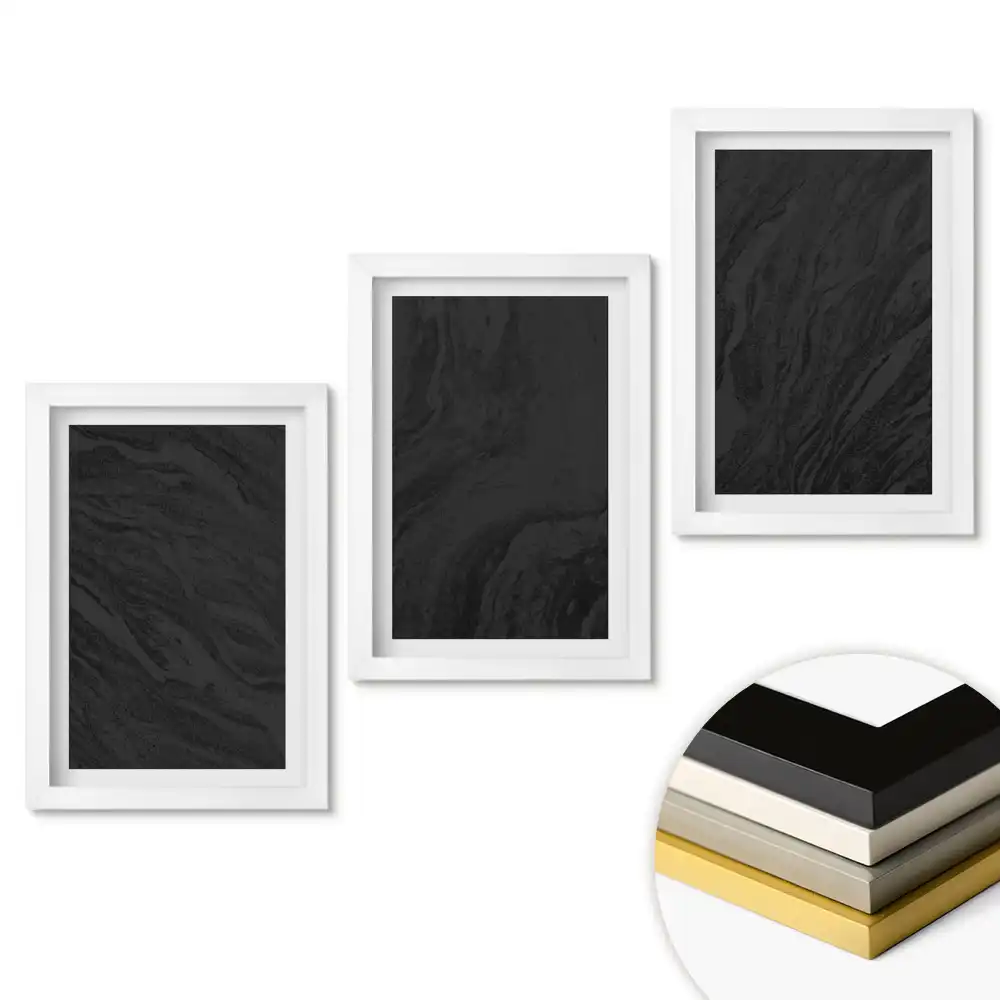 Set de 3 tablouri pentru dormitor cu fundal minimalist negru