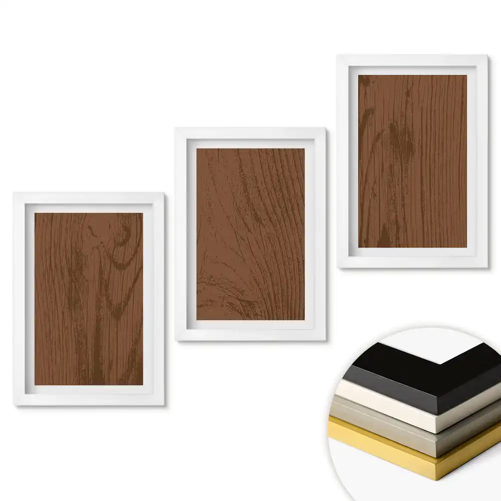 Set 3 tablouri dormitor Fundal minimalist în nuanțe de maro