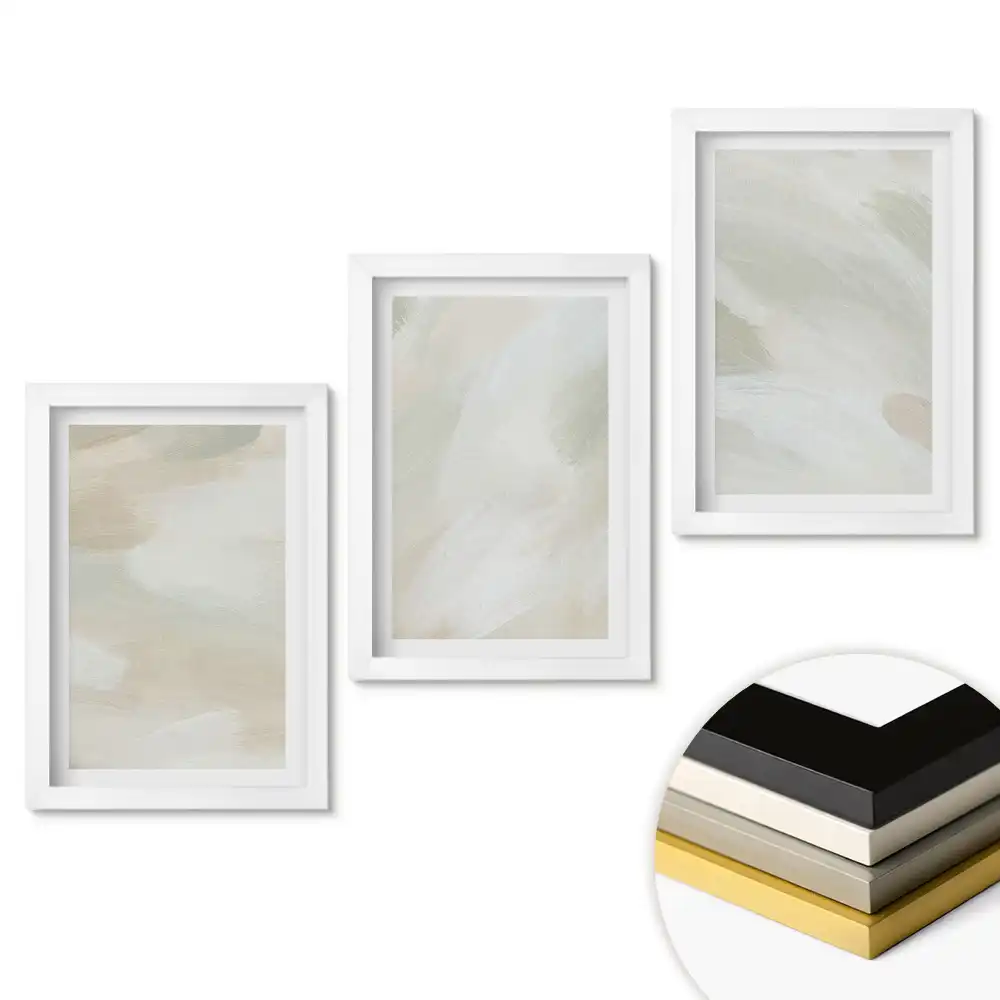Set 3 tablouri pentru dormitor cu fundaluri abstracte în culori estompate