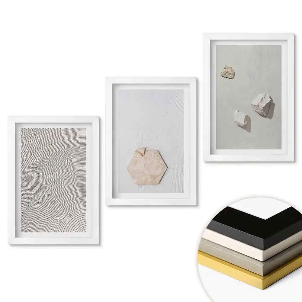 Set de tablouri pentru living cu texturi și forme minimaliste