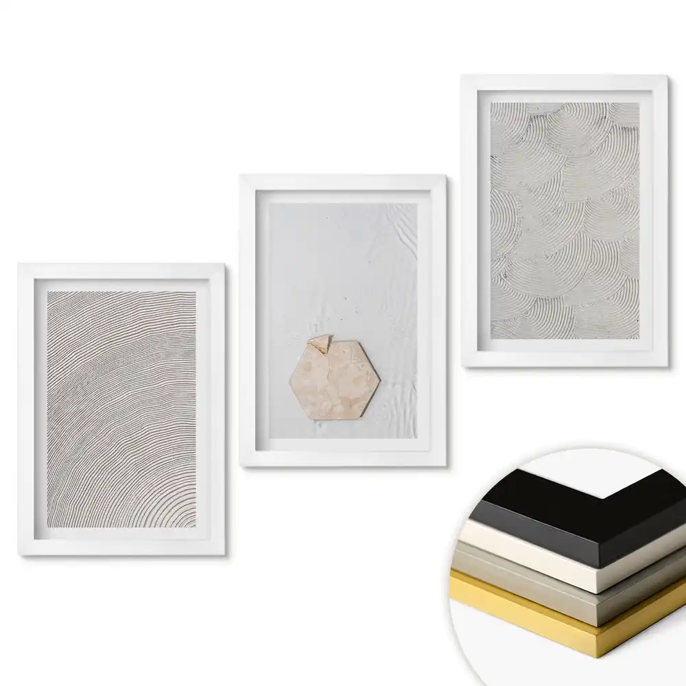Set de 3 tablouri pentru dormitor cu modele abstracte în stil minimalist