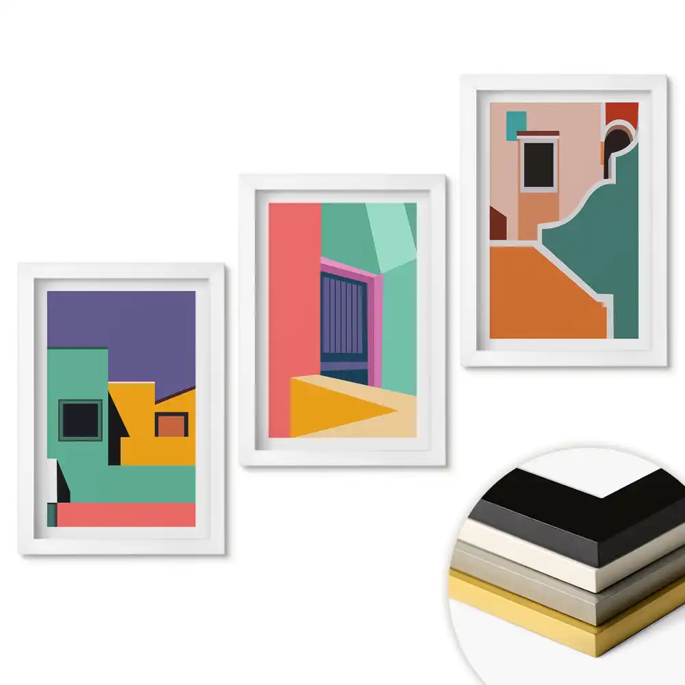 Set de tablouri pentru living cu modele abstracte și forme geometrice