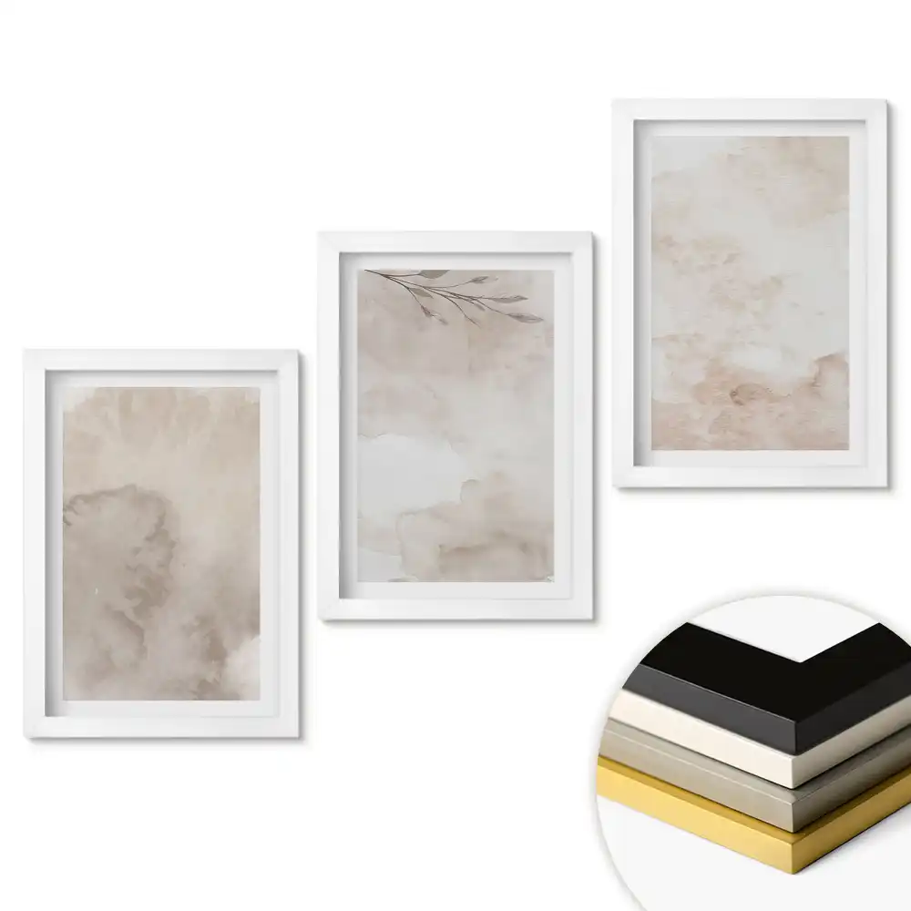 Set de tablouri pentru living cu peisaje abstracte în culori discrete
