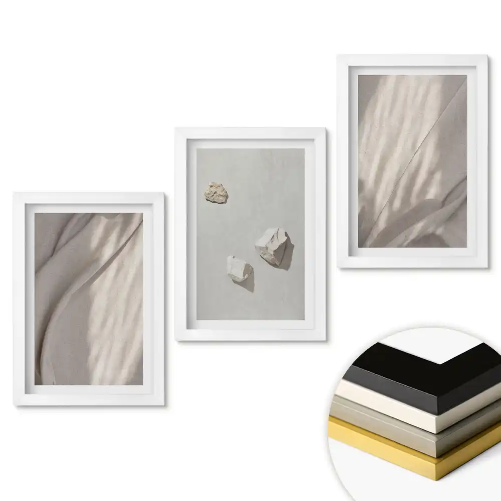 Set de tablouri pentru living cu compoziții minimaliste și elemente naturale