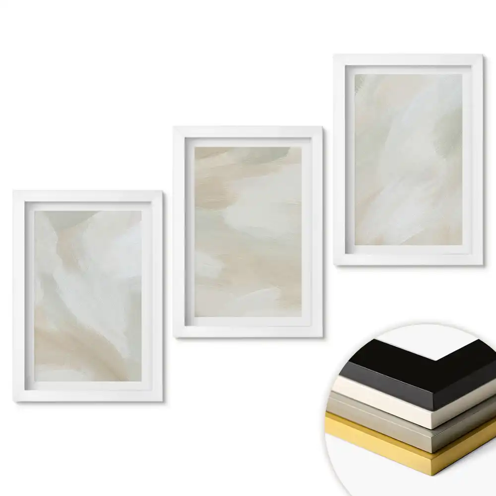 Set de tablouri pentru living cu compoziții abstracte în nuanțe delicate