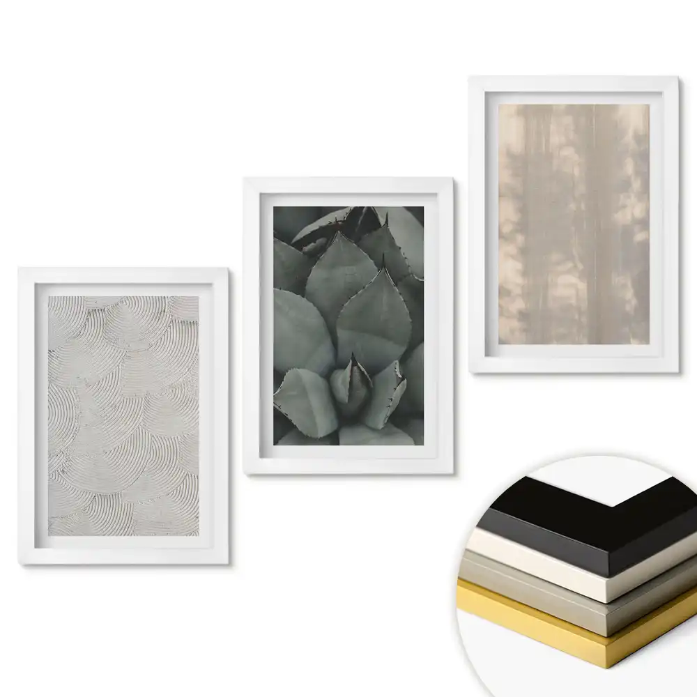 Set de 3 tablouri pentru dormitor cu texturi naturale în stil minimalist