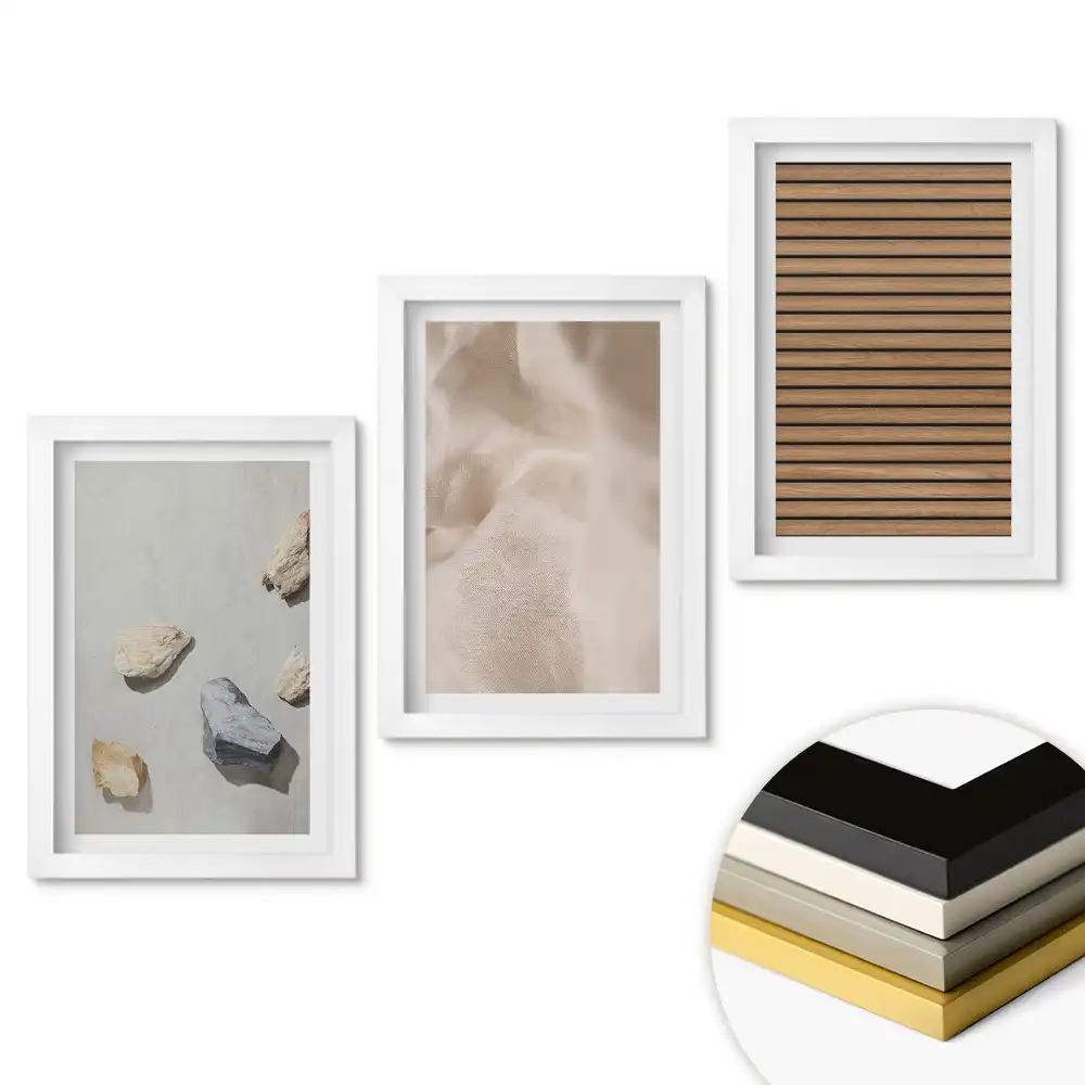 Set tablouri pentru living cu texturi și materiale naturale