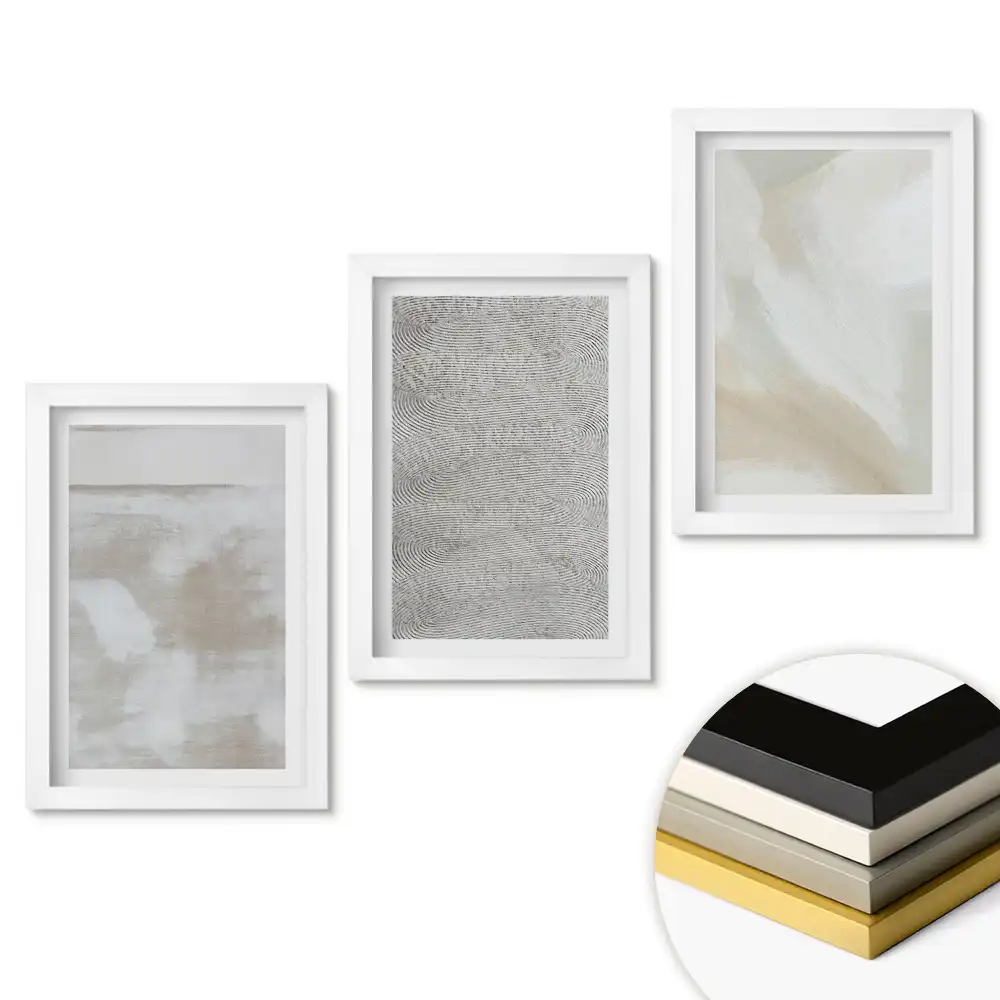 Set de tablouri pentru living cu compoziții abstracte în culori discrete