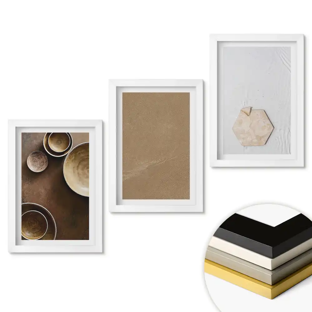 Set tablouri living Compoziții și texturi ceramice minimaliste
