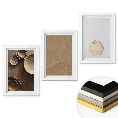 Set de tablouri pentru living cu compoziții și texturi ceramice minimaliste