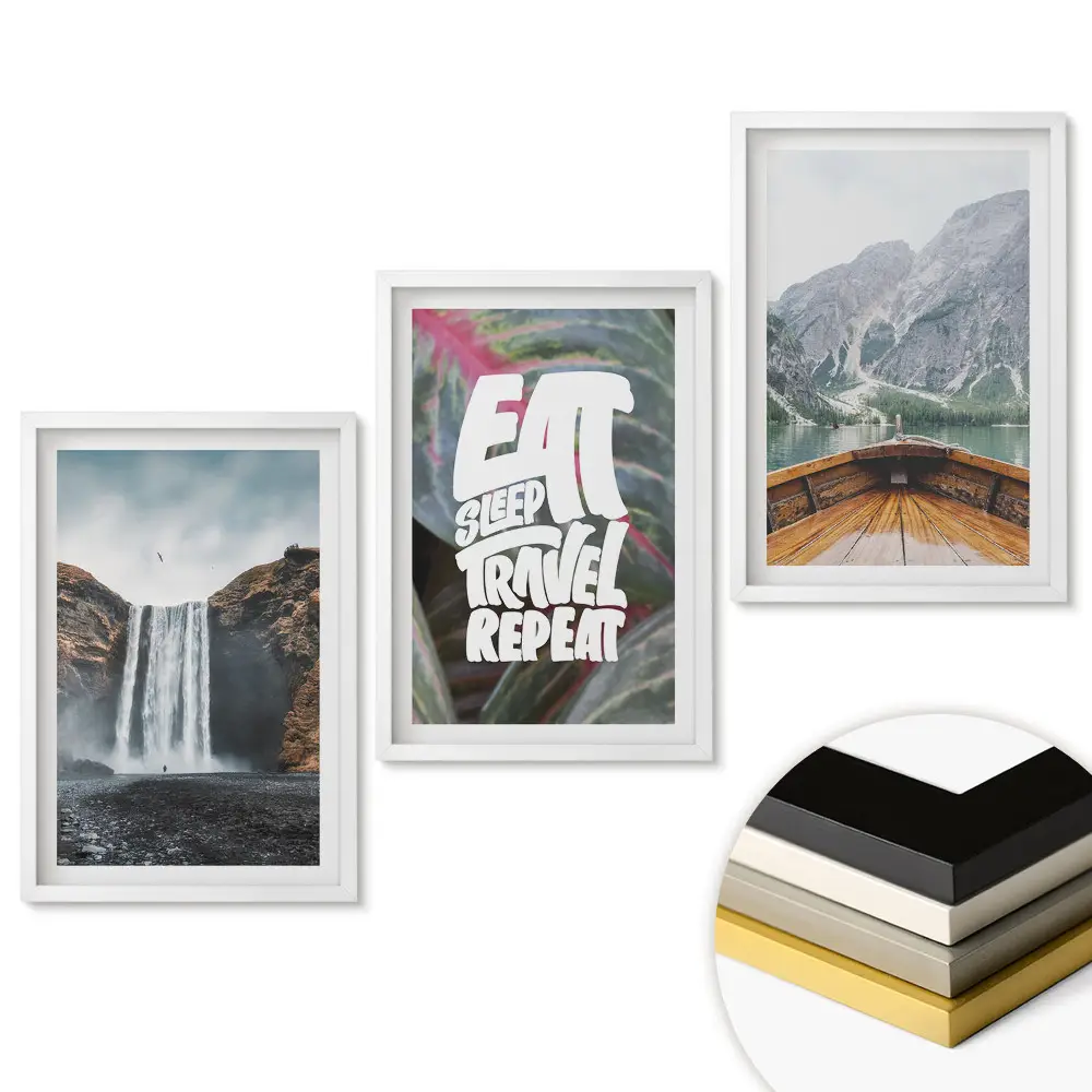 Set 3 tablouri pentru living Aventuri în natură și călătorii