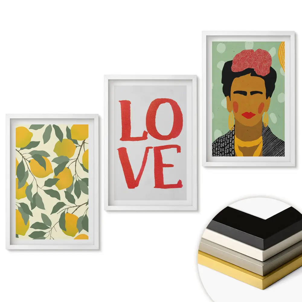 Set de tablouri pentru living Inspirații colorate cu dragoste în fundal