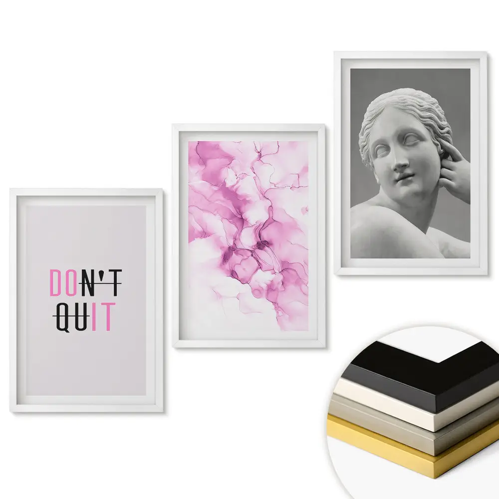 Set de 3 tablouri pentru living Motivație, artă și frumusețe