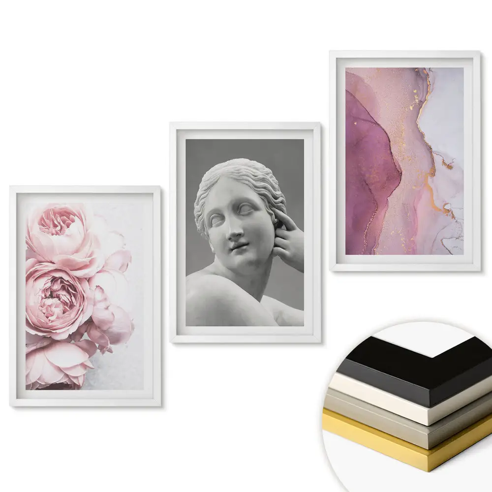 Set de tablouri pentru living Colecție de artă cu motive florale, sculptură și abstracție