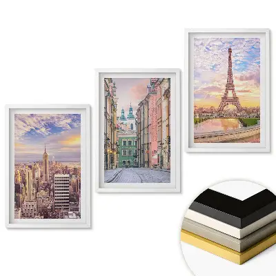 Set 3 tablouri living Orașe emblematice în peisaje pitorești