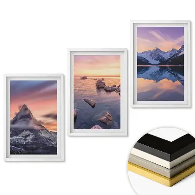 Set 3 tablouri living Peisaje pitorești cu munți și lacuri