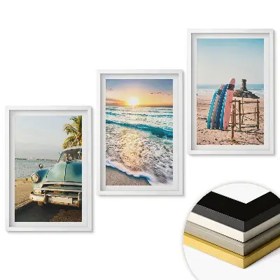 Set 3 tablouri living Amintiri dintr-o vacanță la mare