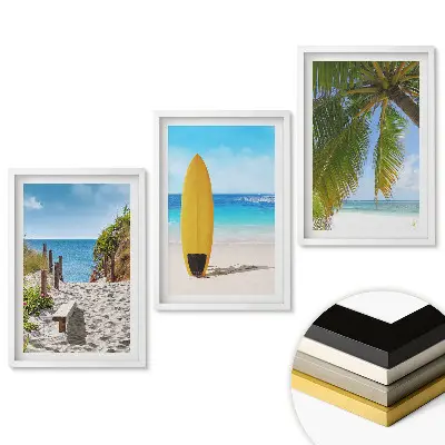 Set 3 tablouri living Plaje paradisiace și surfing la soare