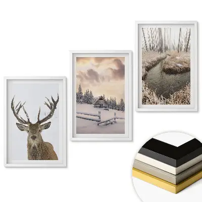 Set tablouri pentru living Peisaje de iarnă și natură în armonie