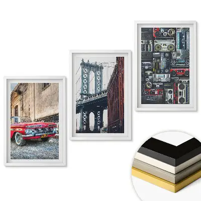 Set 3 tablouri living O colecție de motive urbane nostalgice