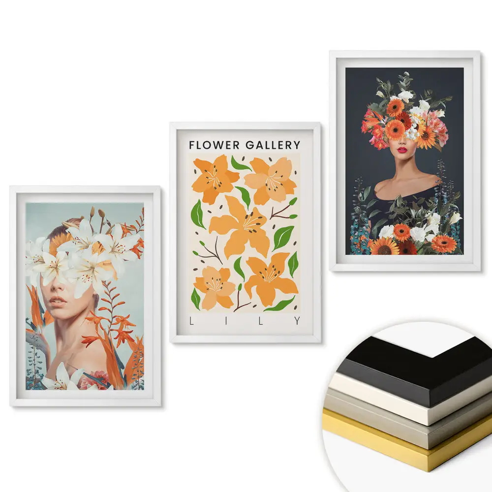 Set 3 tablouri living Inspirații florale în artele vizuale