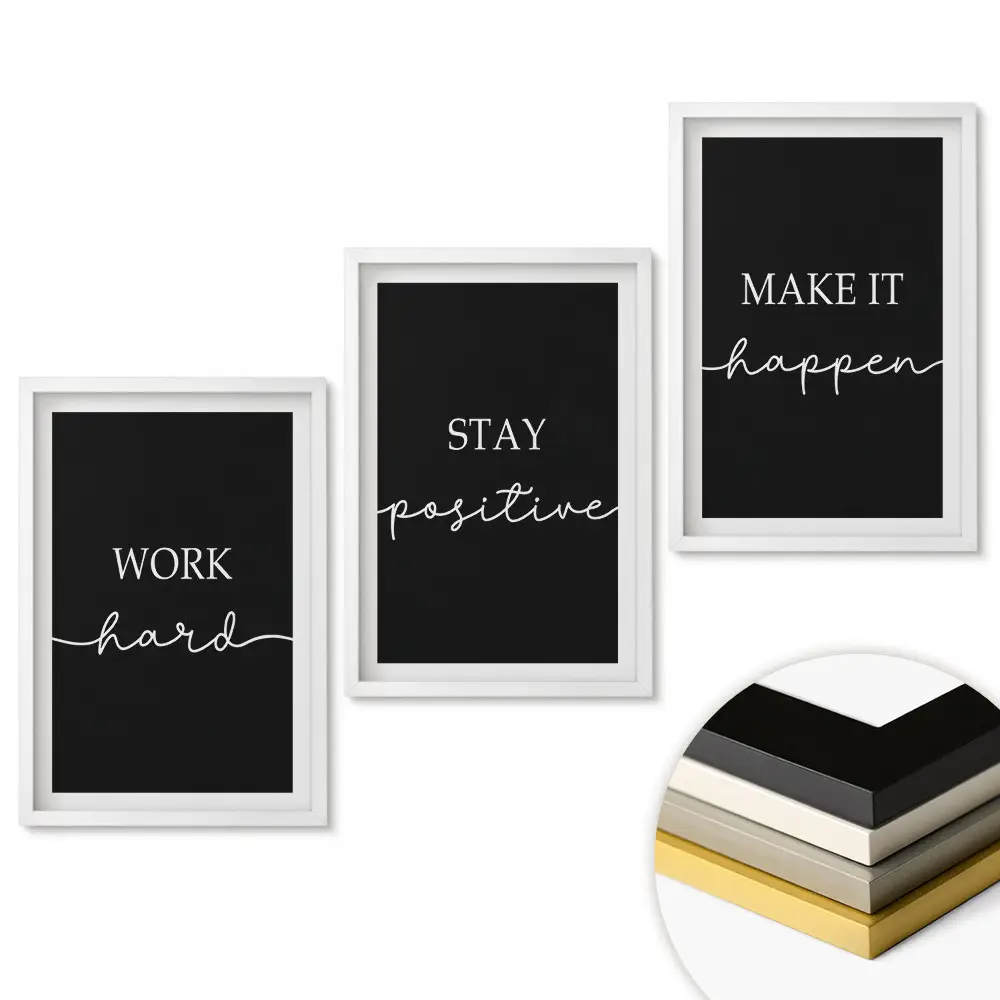 Set de 3 tablouri pentru living cu sloganuri motivaționale pentru inspirație zilnică