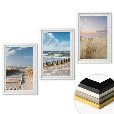 Set 3 tablouri living Plaje liniștite și priveliști la mare