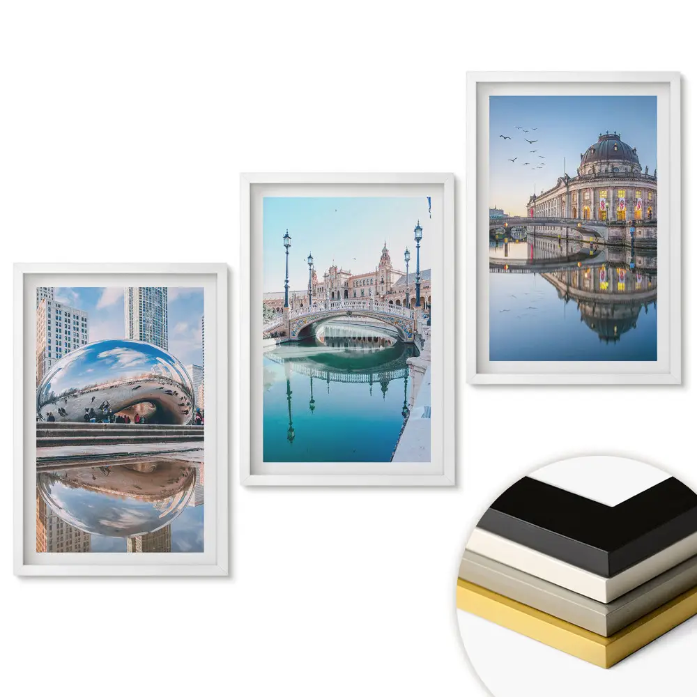 Set 3 tablouri pentru living Monumente și modernitate în arhitectură