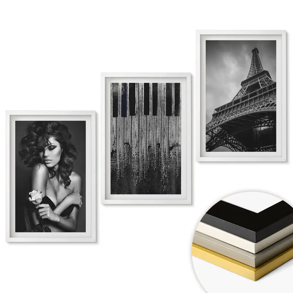 Set de 3 tablouri decorative pentru living Eleganță, artă și arhitectură