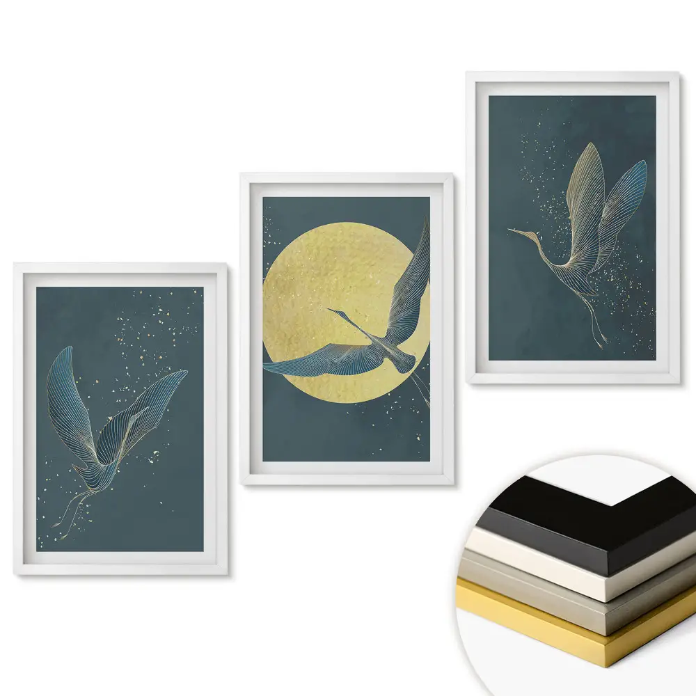 Set tablouri pentru living Păsări înaripate în lumina lunii