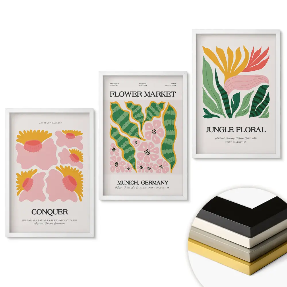 Set 3 tablouri living Inspirații florale din diferite locuri