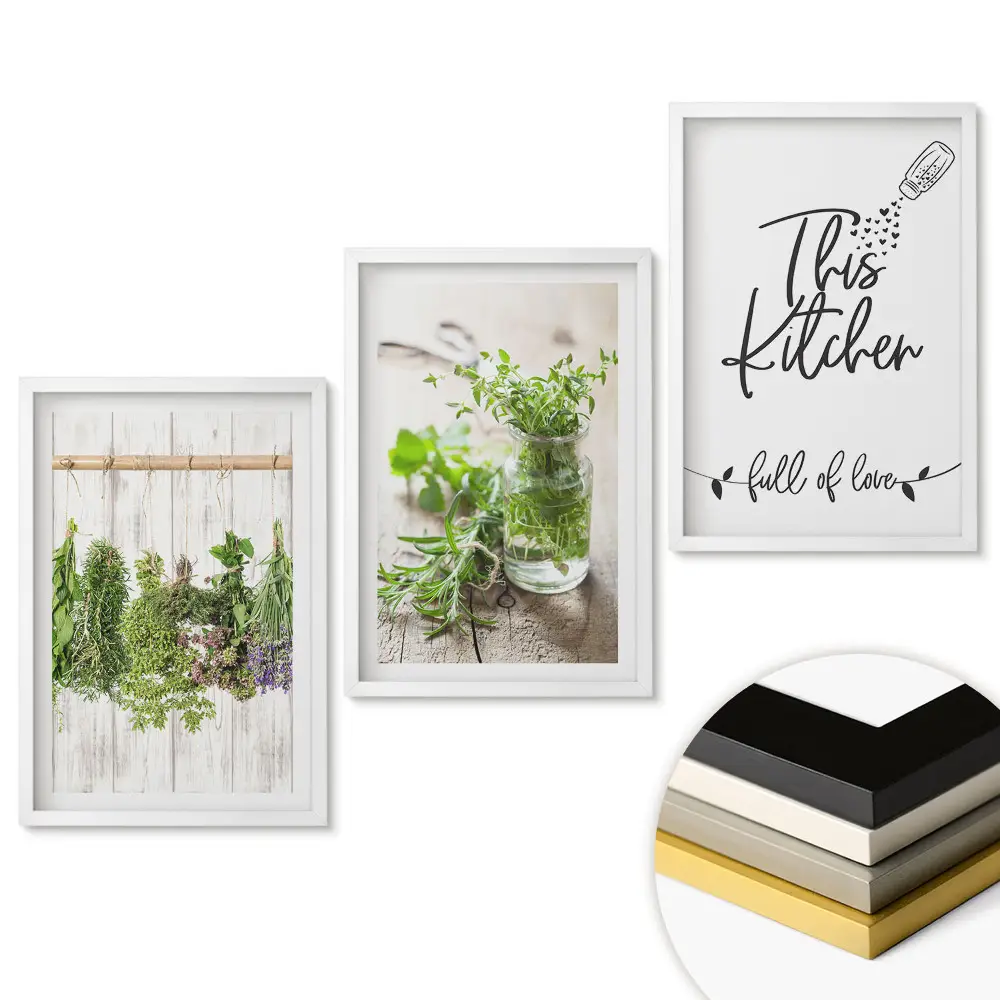 Set tablouri pentru living Ierburi aromatice într-o bucătărie plină de dragoste