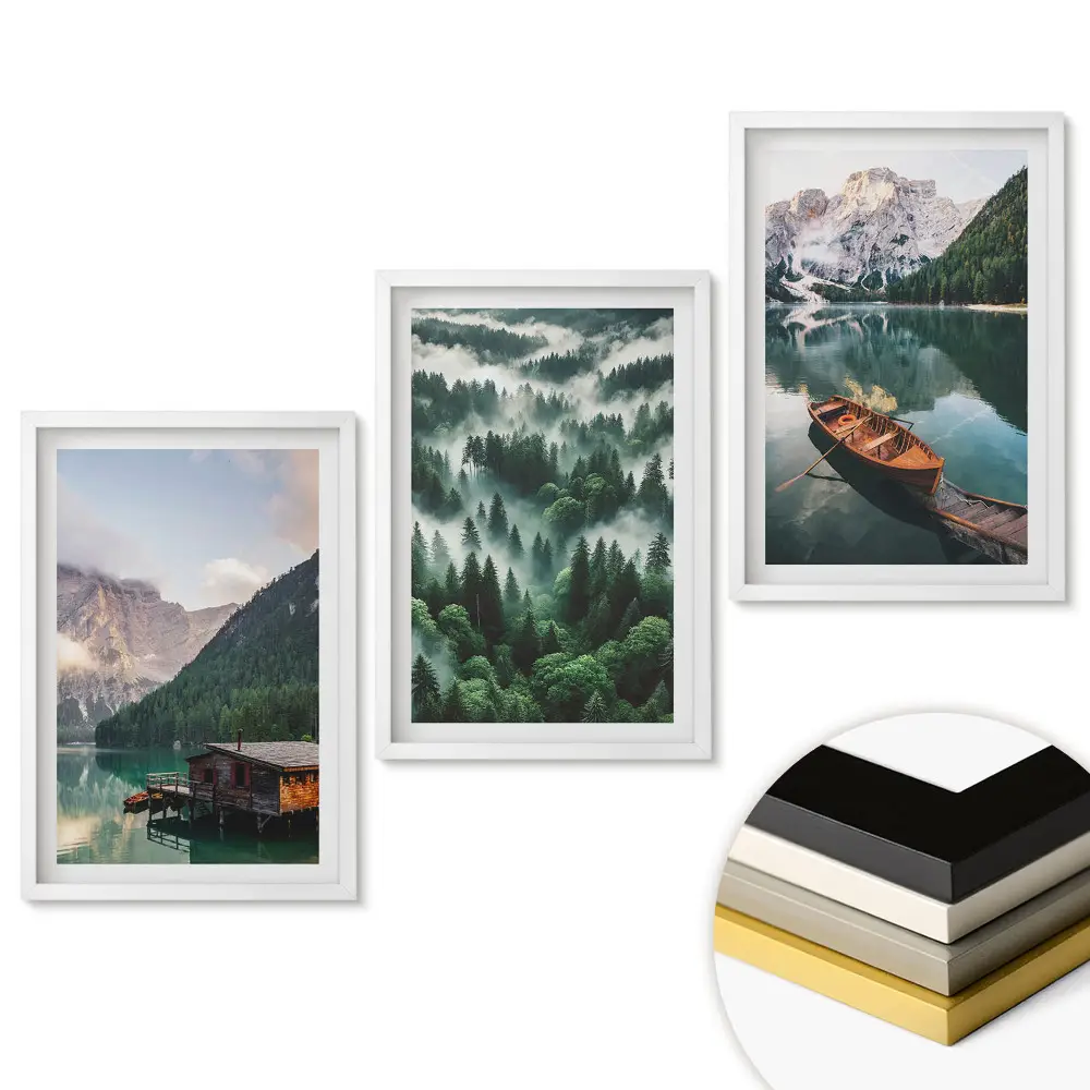 Set de trei tablouri pentru living Pacea naturii