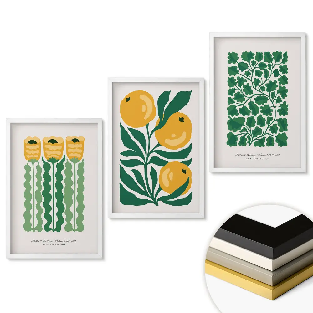 Set 3 tablouri living Modele de plante colorate incluse