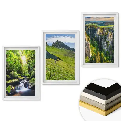 Set 3 tablouri living Peisaje verzi ale naturii și liniștii