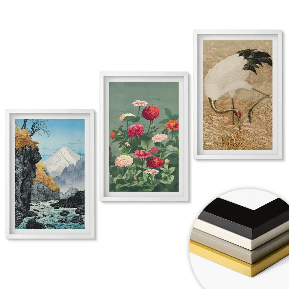 Set 3 tablouri living Peisaje și natură în arta japoneză