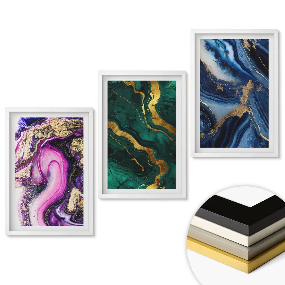 Set 3 tablouri living Colecție de opere de artă abstractă