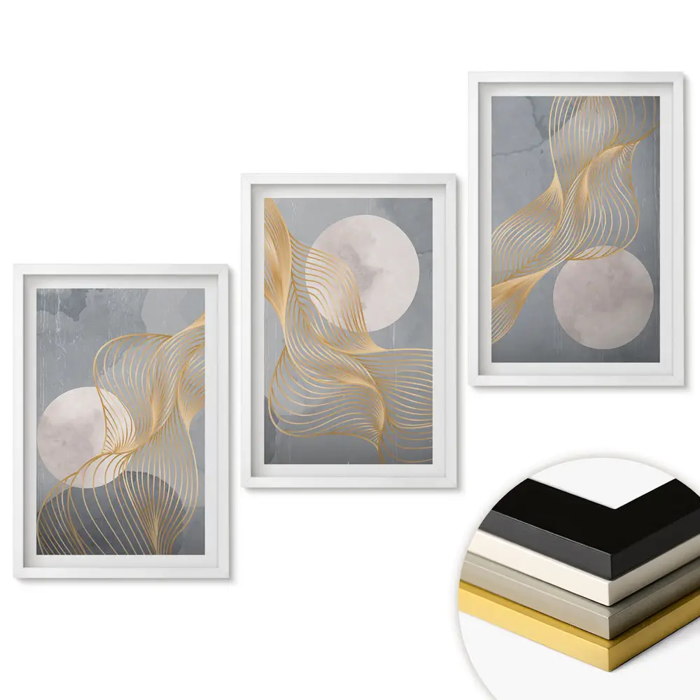 Set tablouri living Valuri abstracte și fundal lunar