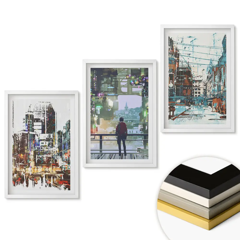 Set tablouri living Un oraș modern într-o formă abstractă